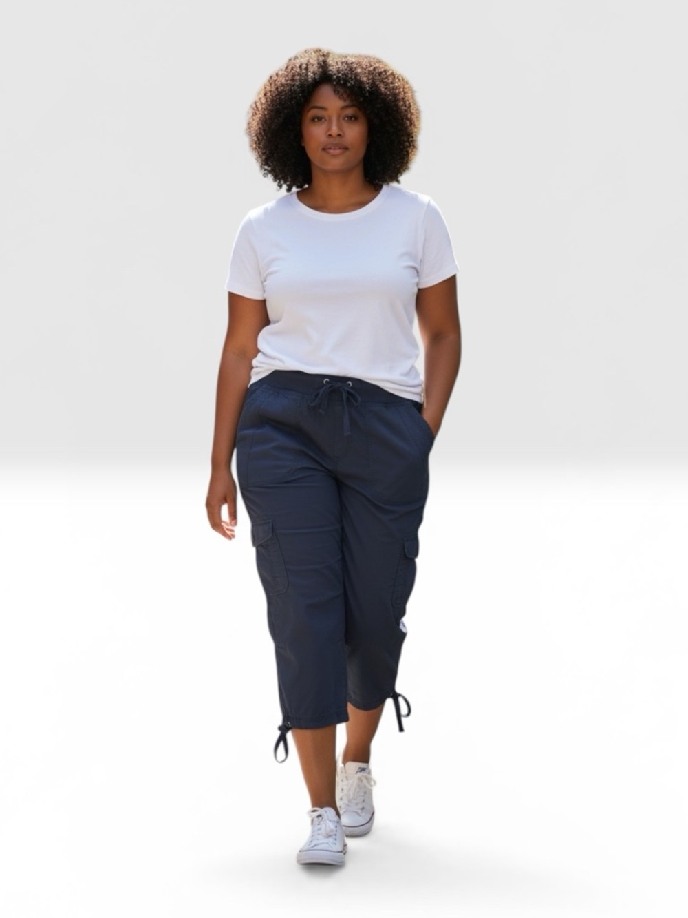 Calvin Klein Dark Blue Cargo Capri Pants with Drawstring